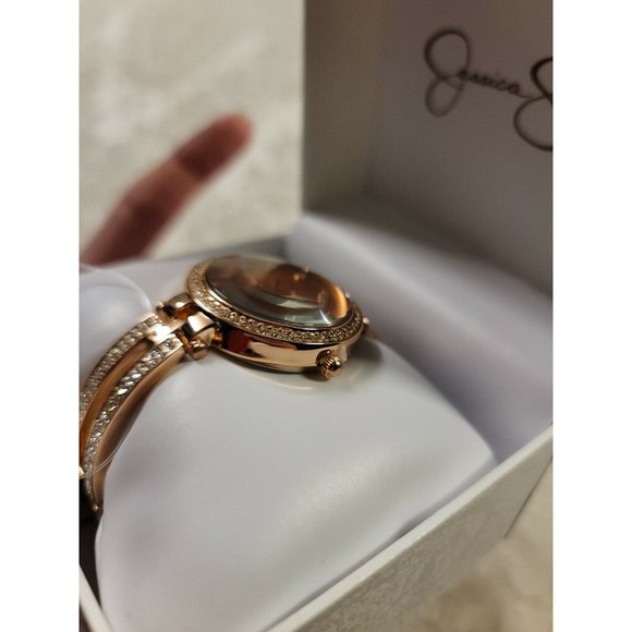 Jessica Simpson Rose Gold Color Rhinestone Bling Womens Watch Metal JSB0036RG